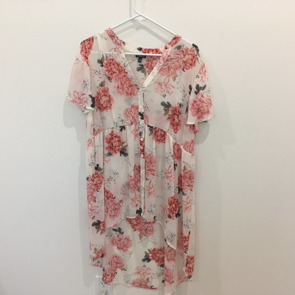 Lane Bryant Pink Flower Transparent Women Blouse Top, Size 0X